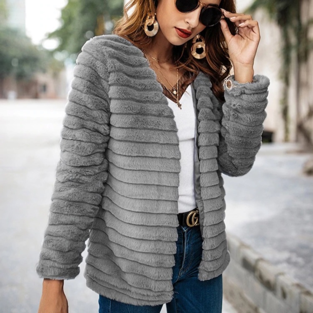 Solid Faux Fur Teddy Coat